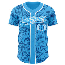 Загрузить изображение в средство просмотра галереи, Custom Sky Blue Blue-White Geometric Cyber Starburst Authentic Baseball Jersey