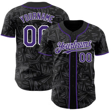Laden Sie das Bild in den Galerie-Viewer, Custom Black Purple Steel Gray-White Geometric Cyber Starburst Authentic Baseball Jersey
