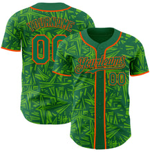 Load image into Gallery viewer, Custom Kelly Green Aurora Green-Orange Geometric Cyber Starburst Authentic Baseball Jersey