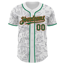 Laden Sie das Bild in den Galerie-Viewer, Custom White Kelly Green Gray-Orange Geometric Cyber Starburst Authentic Baseball Jersey
