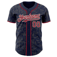 Загрузить изображение в средство просмотра галереи, Custom Navy Crimson Steel Gray-Cream Geometric Cyber Starburst Authentic Baseball Jersey