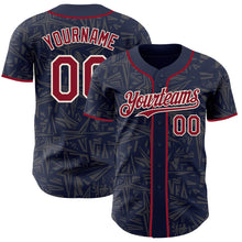 Загрузить изображение в средство просмотра галереи, Custom Navy Crimson Steel Gray-Cream Geometric Cyber Starburst Authentic Baseball Jersey
