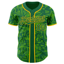 Load image into Gallery viewer, Custom Kelly Green Aurora Green-Gold Geometric Cyber Starburst Authentic Baseball Jersey