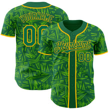 Load image into Gallery viewer, Custom Kelly Green Aurora Green-Gold Geometric Cyber Starburst Authentic Baseball Jersey