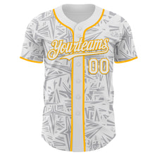 Laden Sie das Bild in den Galerie-Viewer, Custom White Gray-Gold Geometric Cyber Starburst Authentic Baseball Jersey