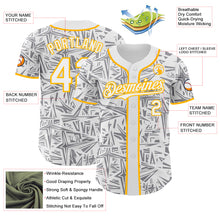 Laden Sie das Bild in den Galerie-Viewer, Custom White Gray-Gold Geometric Cyber Starburst Authentic Baseball Jersey