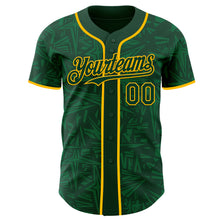 Laden Sie das Bild in den Galerie-Viewer, Custom Green-Gold Geometric Cyber Starburst Authentic Baseball Jersey