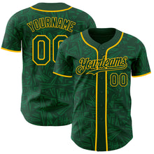Laden Sie das Bild in den Galerie-Viewer, Custom Green-Gold Geometric Cyber Starburst Authentic Baseball Jersey