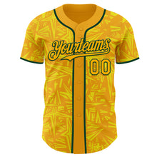 Load image into Gallery viewer, Custom Gold Light Yellow-Green Geometric Cyber Starburst Authentic Baseball Jersey