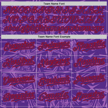 Load image into Gallery viewer, Custom Purple Medium Purple-Red Geometric Cyber Starburst Authentic Baseball Jersey