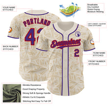 Laden Sie das Bild in den Galerie-Viewer, Custom Cream Purple-Red Geometric Cyber Starburst Authentic Baseball Jersey