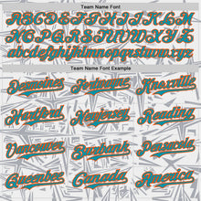 Charger l'image dans la galerie, Custom White Teal Gray-Orange Geometric Cyber Starburst Authentic Baseball Jersey