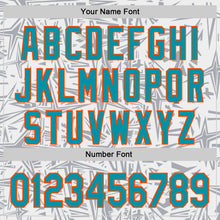 Charger l'image dans la galerie, Custom White Teal Gray-Orange Geometric Cyber Starburst Authentic Baseball Jersey