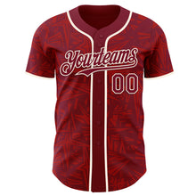 Charger l'image dans la galerie, Custom Crimson-Cream Geometric Cyber Starburst Authentic Baseball Jersey