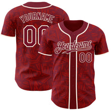 Charger l'image dans la galerie, Custom Crimson-Cream Geometric Cyber Starburst Authentic Baseball Jersey