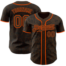 Charger l'image dans la galerie, Custom Brown Black-Orange Geometric Cyber Starburst Authentic Baseball Jersey