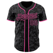 Charger l'image dans la galerie, Custom Black Steel Gray-Pink Geometric Cyber Starburst Authentic Baseball Jersey