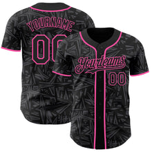 Charger l'image dans la galerie, Custom Black Steel Gray-Pink Geometric Cyber Starburst Authentic Baseball Jersey
