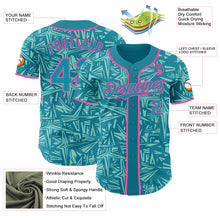 Charger l'image dans la galerie, Custom Teal Ice Blue-Pink Geometric Cyber Starburst Authentic Baseball Jersey