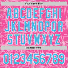 Charger l'image dans la galerie, Custom Pink Sky Blue Light Pink-White Geometric Cyber Starburst Authentic Baseball Jersey