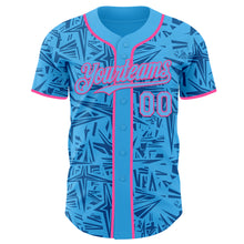 Charger l'image dans la galerie, Custom Sky Blue Blue-Pink Geometric Cyber Starburst Authentic Baseball Jersey