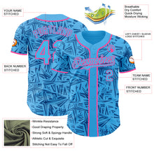 Charger l'image dans la galerie, Custom Sky Blue Blue-Pink Geometric Cyber Starburst Authentic Baseball Jersey