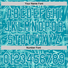 Load image into Gallery viewer, Custom Teal Ice Blue-White Geometric Cyber Starburst Authentic Baseball Jersey