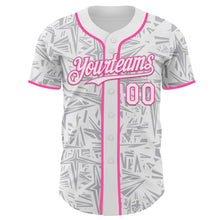 Charger l'image dans la galerie, Custom White Gray-Pink Geometric Cyber Starburst Authentic Baseball Jersey