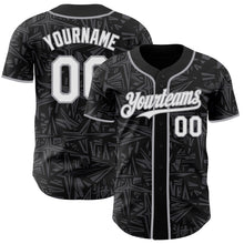 Charger l'image dans la galerie, Custom Black White Steel Gray-Gray Geometric Cyber Starburst Authentic Baseball Jersey