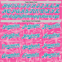 Charger l'image dans la galerie, Custom Pink Teal Light Pink-White Geometric Cyber Starburst Authentic Baseball Jersey