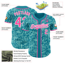 Charger l'image dans la galerie, Custom Teal Pink Ice Blue-White Geometric Cyber Starburst Authentic Baseball Jersey