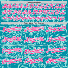 Charger l'image dans la galerie, Custom Teal Pink Ice Blue-White Geometric Cyber Starburst Authentic Baseball Jersey