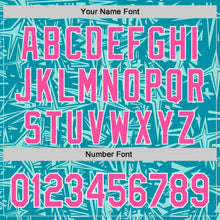 Charger l'image dans la galerie, Custom Teal Pink Ice Blue-White Geometric Cyber Starburst Authentic Baseball Jersey