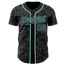 Charger l'image dans la galerie, Custom Black Steel Gray-Ice Blue Geometric Cyber Starburst Authentic Baseball Jersey