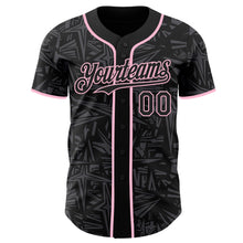 Charger l'image dans la galerie, Custom Black Steel Gray-Light Pink Geometric Cyber Starburst Authentic Baseball Jersey