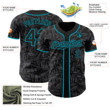 Charger l'image dans la galerie, Custom Black Steel Gray-Teal Geometric Cyber Starburst Authentic Baseball Jersey