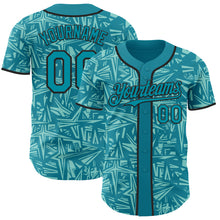 Charger l'image dans la galerie, Custom Teal Ice Blue-Black Geometric Cyber Starburst Authentic Baseball Jersey