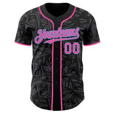 Charger l'image dans la galerie, Custom Black Pink Steel Gray-Sky Blue Geometric Cyber Starburst Authentic Baseball Jersey
