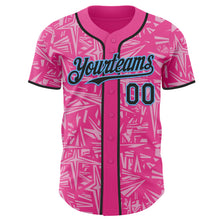 Charger l'image dans la galerie, Custom Pink Black Light Pink-Sky Blue Geometric Cyber Starburst Authentic Baseball Jersey