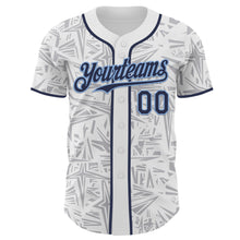 Charger l'image dans la galerie, Custom White Navy Gray-Light Blue Geometric Cyber Starburst Authentic Baseball Jersey