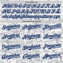 Charger l'image dans la galerie, Custom White Navy Gray-Light Blue Geometric Cyber Starburst Authentic Baseball Jersey
