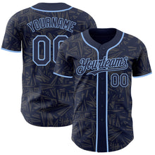 Charger l'image dans la galerie, Custom Navy Steel Gray-Light Blue Geometric Cyber Starburst Authentic Baseball Jersey