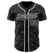 Charger l'image dans la galerie, Custom Black Steel Gray-White Geometric Cyber Starburst Authentic Baseball Jersey