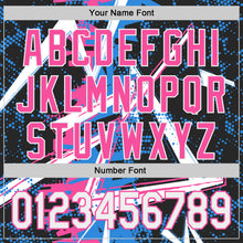 Charger l'image dans la galerie, Custom Black White Electric Blue-Pink Geometric Shards Dot Grid Authentic Baseball Jersey