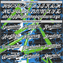 Charger l'image dans la galerie, Custom Black White-Aurora Green Geometric Shards Dot Grid Authentic Baseball Jersey