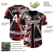 Charger l'image dans la galerie, Custom Black White Red-Gray Geometric Shards Dot Grid Authentic Baseball Jersey