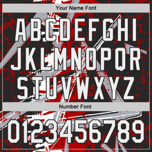 Charger l'image dans la galerie, Custom Black White Red-Gray Geometric Shards Dot Grid Authentic Baseball Jersey