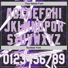 Charger l'image dans la galerie, Custom Black White-Light Purple Geometric Shards Dot Grid Authentic Baseball Jersey
