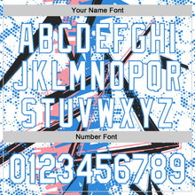 Charger l'image dans la galerie, Custom White Medium Pink-Electric Blue Geometric Shards Dot Grid Authentic Baseball Jersey