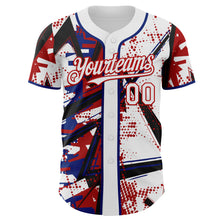 Charger l'image dans la galerie, Custom White Black Red-Royal Geometric Shards Dot Grid Authentic Baseball Jersey